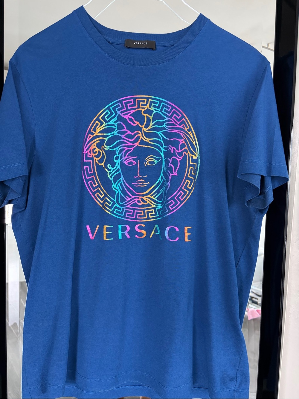Versace Royal Blue T-Shirt with Rainbow Medusa Logo
